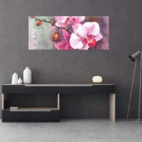 Obraz - Orchidey, aquarel (120x50 cm)