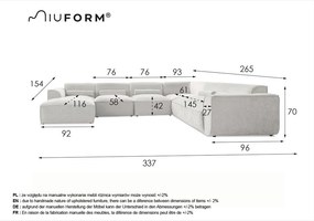 Krémovobiela rohová pohovka (pravý roh/do tvaru "U") Flex Felix – Miuform