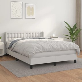 Boxspring posteľ s matracom biely 140x190 cm umelá koža 3130776
