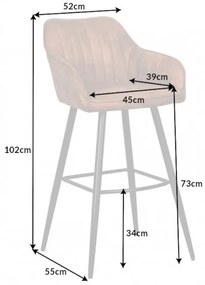 Dizajnová barová stolička Esmeralda vintage hnedá