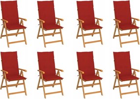 vidaXL Sklápacie záhradné stoličky s podložkami 8 ks tíkový masív