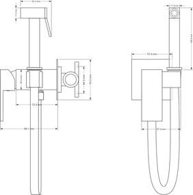 Mexen Cube, podomietková bidetová batéria s ručnou spŕškou, chrómová, 7599150-00