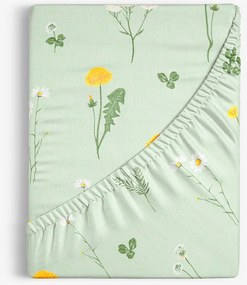 Goldea bavlnená napínacia plachta - lúka na zelenej režnej 80 x 200 cm