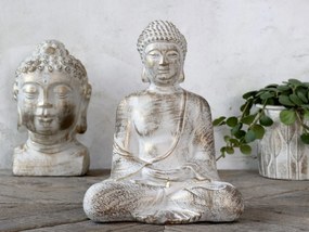 Bielo - zlatá antik dekorácia socha Budha - 23*17*28cm