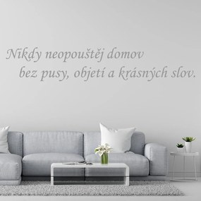 Veselá Stena Samolepka na stenu na stenu Nikdy neopúšťaj domov bez pusy, objatia a krásnych slov Farba: černá