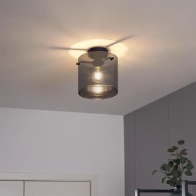 Art Deco stropné svietidlo čierne s dymovým sklom - Laura