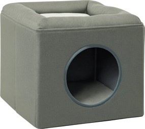 PawHut mačací jaskyňa - mačací domček s 2 poschodiami, mačací pelech s vankúšom, domček pre mačky do 5 kg, 36,5 x 36,5 x 33 cm, Zelená | Aosom