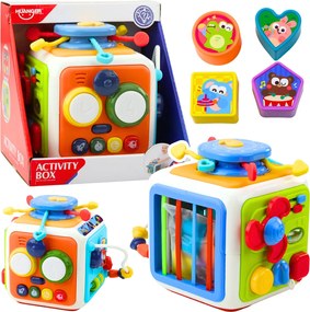 LEAN Toys Interaktívna kocka Vzdelávacia triedička Zmyslové zvuky Farebné