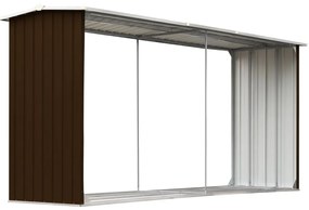 Záhradná kôlňa na drevo hnedá 330x92x153 cm galvanizovaná oceľ