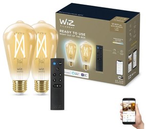 WiZ SADA 2xLED Stmievateľná žiarovka ST64 E27/7W/230V 2000-5000K CRI 90 Wi-Fi + DO-WiZ WI0152