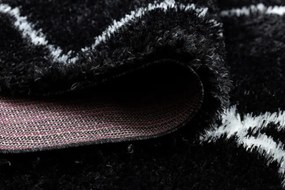 Koberec FLUFFY 2373 shaggy kratka, trellis - antracit / biely