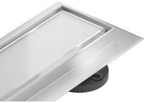 Mexen Flat 360° MGW odtokový žľab otočný 50 cm, biele sklo - 1027050-40