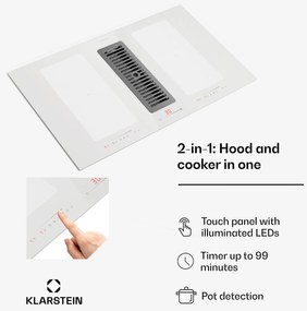 Klarstein Full House 90 Down Air System, indukčná varná doskA digestor, 477 m³/h, trieda energetickej účinnosti A