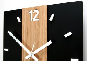 Bambusové nástěnné hodiny Primo 30 cm hnědé/černé II