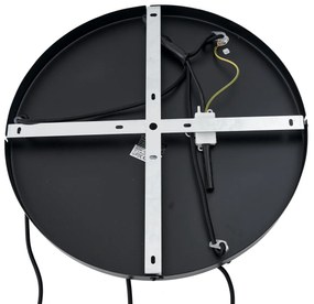 Japandi závesná lampa čierna s hnedým látkovým tienidlom 3-svetlá - Bida