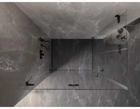 Mexen Lunar-F Duo, skladací sprchový kút 90 x 85 cm, 8mm číre sklo, čierny profil, 836-090L-085P-70-00