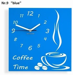 Coffee Time nástenné kuchynské hodiny modrá