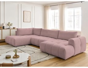 Ružová rozkladacia/s úložným priestorom rohová pohovka (ľavý roh/do tvaru "U") Fuji – Bobochic Paris