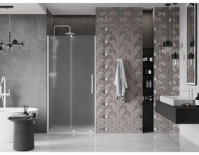 Mexen Velar, posuvné sprchové dvere do otvoru 120 cm, 8mm sklo námraza, biela matná, 871-120-000-31-20