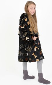 Baránková mikina mikroplyš – Psie labky čiernej veľkosť S detská