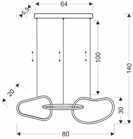 LED luster na lanku ANNELI LED/30W/230V 80 cm zlatý