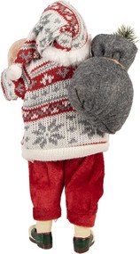 Červená vianočná figúrka Santa Claus s medvedíkom - 13*10*28 cm