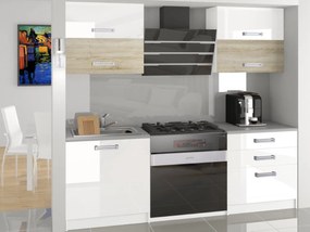 Kuchynská linka Belini 120 cm biely lesk / dub sonoma s pracovnou doskou Eleganta  INF ELEGANTA/2/WT/WDSW/0/D