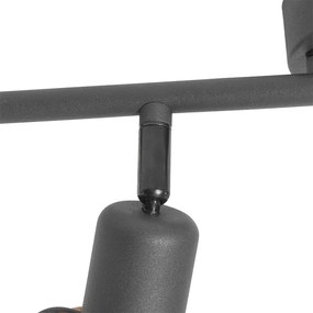 Dizajnové stropné svietidlo čierne so zlatom 4-žiarovkové obdĺžnikové - Noud