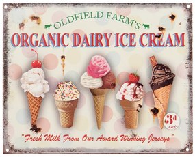 Farebná nástenná kovová ceduľa so zmrzlinkami Ice Cream - 25*1*20 cm