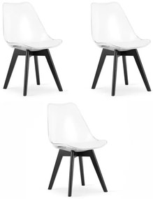 Set troch jedálenských stoličiek MARK priesvitný - čierne nohy (3 ks)