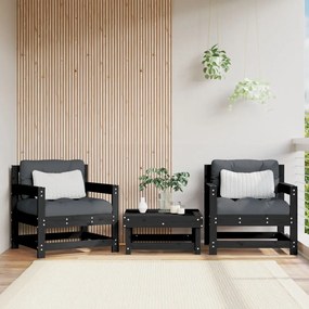 Záhradné stoličky s vankúšmi 2 ks čierne borovicový masív 825566