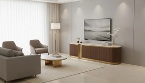 TV stolek Stilig ST916 200 cm ořech/travertin/zlatý