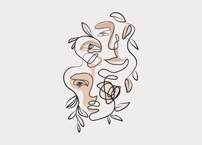 Obraz - Line art tváre (70x50 cm)
