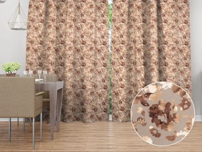 Biante Zamatový záves Tamara TMR-042 Hnedé kvety na sivobéžovom 135x150 cm