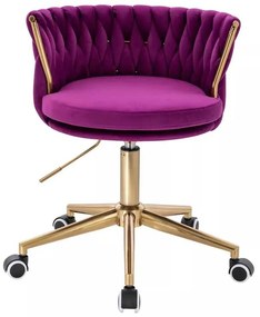 LuxuryForm DESIGN Stolička LYON VELUR na zlatej podstave s kolieskami - fuchsia