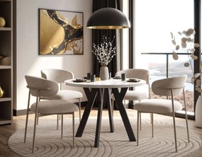 OKRÚHLY ROZKLADACÍ JEDÁLENSKÝ STÔL EWALD BIELY LESK + ČIERNE NOHY 100/140 cm