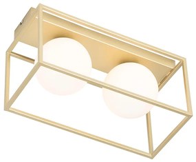 Dizajnové stropné svietidlo zlaté s bielym sklom 2-žiarovkové - Aniek