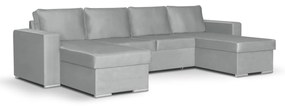 Rohová sedacia súprava s funkciou spania PANORAMO-U Světle šedá