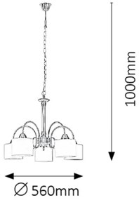 Rabalux 7276 - Luster EDITH 5xE27/60W/230V bronzová