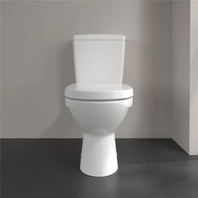 VILLEROY &amp; BOCH O.novo WC misa kombi s hlbokým splachovaním bez vnútorného okraja, zadný odpad, 370 x 670 mm, biela alpská, s povrchom AntiBac a CeramicPlus, 5661R0T2