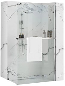 Rea Aero, sprchová zástena WALK-IN 80x195 cm + EVO polička a vešiak na uteráky, KPL-K0615