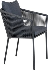 Tmavosivá kovová/polstrovaná záhradná stolička Salerno – House Nordic