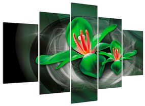 Moderný zelený obraz kvetov (150x105 cm)