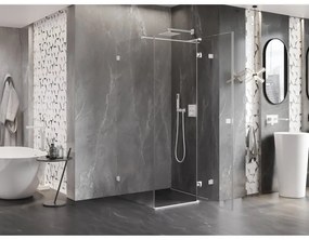 Mexen Lunar T, výklopný sprchový kút pravý 110 x 110 cm, 8mm číre sklo, biely profil, 834T-110-110-20-00-P