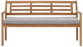 Záhradná lavička HWC-N47, 82x145x59 cm, akáciové drevo - sivý vankúš