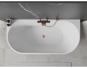 Mexen Oval, voľne stojaca nástenná vaňa 150 x 75 cm, biela-čierna, medený prepad, 52671507575-65
