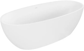 Mexen Torino, voľne stojaca vaňa z konglomerátu 155x78 cm, biela matná, 57271557800