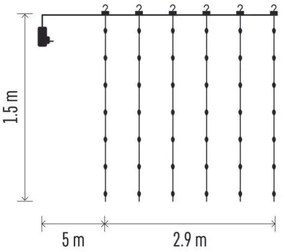 LED vonkajšia reťaz 300xLED/8 funkcií 5,9 m IP44 teplá biela