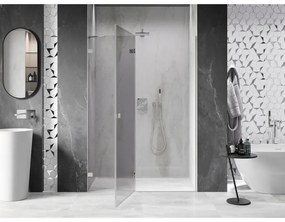 Mexen, Mexen Lunar ľavé výklopné sprchové dvere 130 cm, transparentné, brúsený nikel - 834-130-000-97-00-L