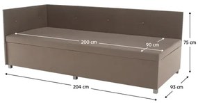Čalúnená váľanda s univerzálnym čelom a úložným priestorom AMSTERDAM 90x200 cm béžová
